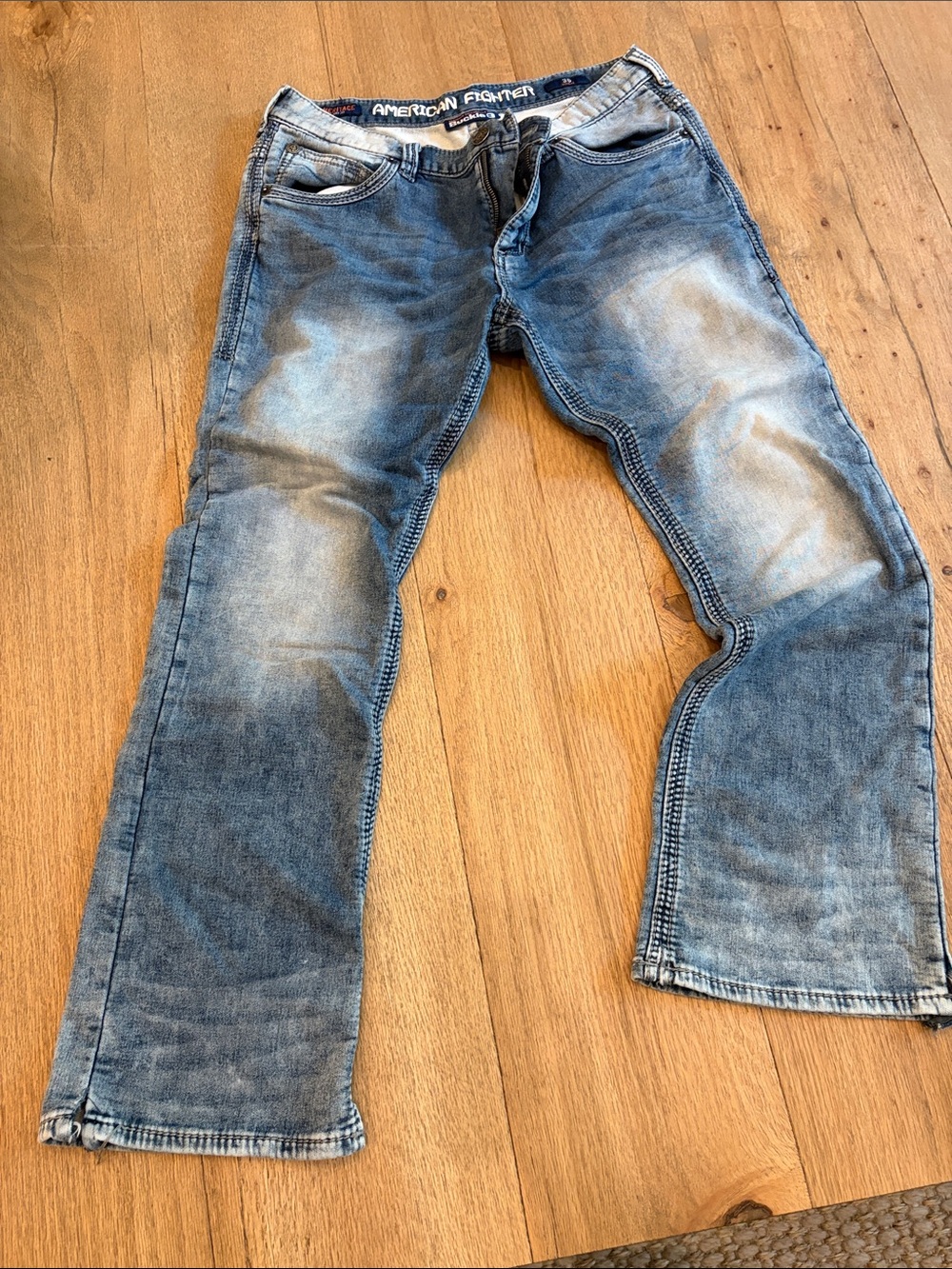 American Fighter Men's Light Blue Washed Bootcut Jeans